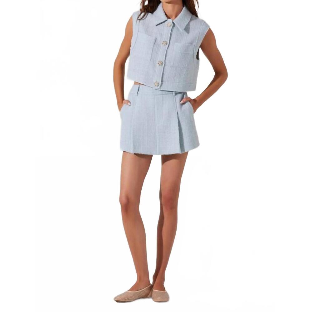 NEW ASTR jhene tweed pleated skort in blue